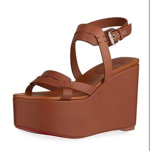 CHRISTIAN LOUBOUTIN CAVALEPPA BROWN WEDGE